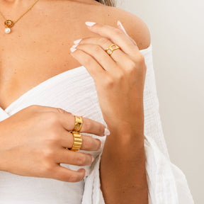 Anel Groove Banhado em Ouro 18k
