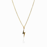 Colar Energia Pingente Raio Banhado em Ouro 18K